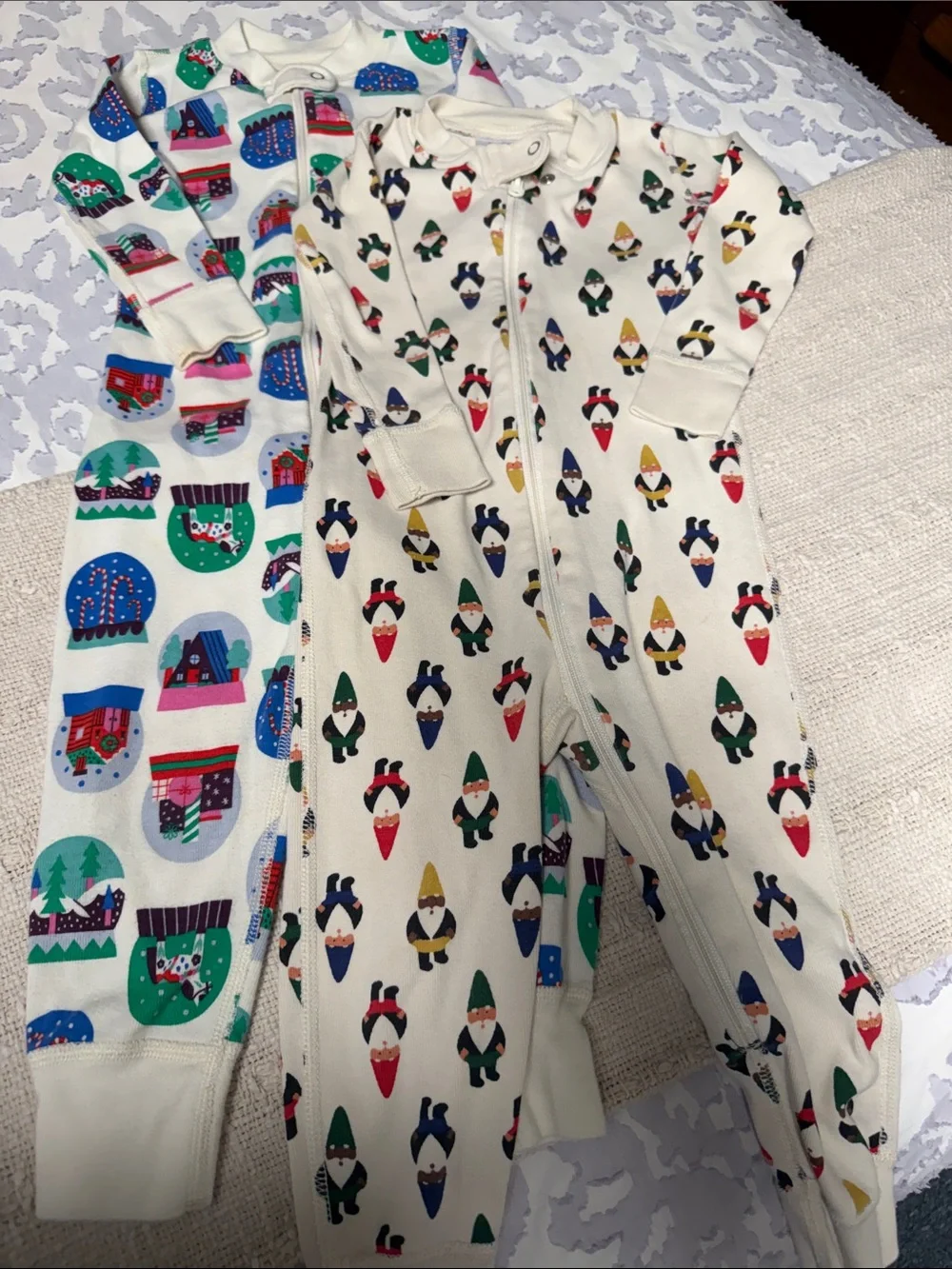 Hanna Andersson Cream One-Piece Footie with Multicolor Gnome Print